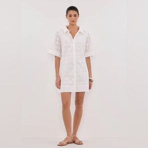 DISSH Owen White Sleeved Broderie Mini Dress